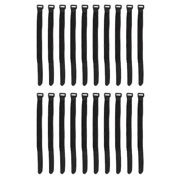 20 stk Kabelbindere med Borrelås Genanvendeligt Plastspænde Nylon Krog- og Loop-lukning Sort 20x300 mm