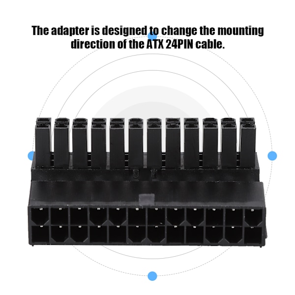 24-Pin Hun til 24-Pin Han 90 Graders Vinkel ATX Strømstik Adapter