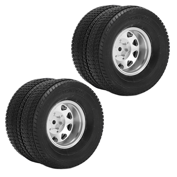 2st RC-legering bakhjulsnavfälgar med 21 mm bredd gummidäck för Tamiya 1/14 Traktor Dumper TrailerSilver