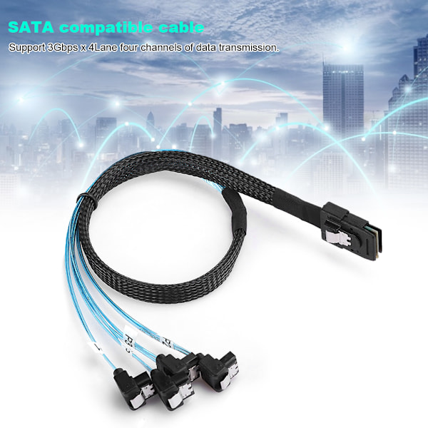 Harddisk Kabel Computer Tilbehør Server Kabel Mini SAS 36-Pin TIL 4SATA 90° 0,5-Meter0,5meter