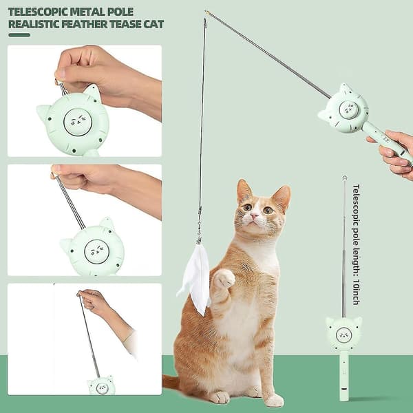 Interactive Cat Toy, Multifunctional Cat Toy with Practical Hair Combing, Five Light Patterns, Retractable