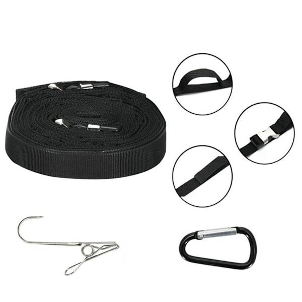Camping Lanyard Udendørs Camping Tøjline Lejrplads Opbevaring Rem Telt Lanyard med D Spænde Sort