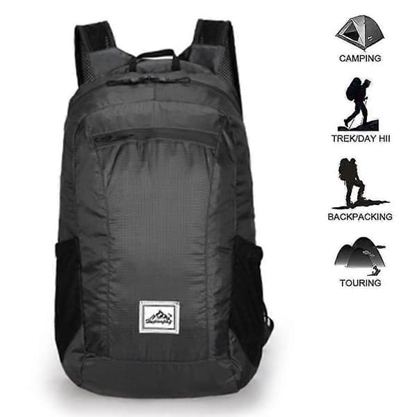 Hiking Daypack, Water-Resistant Lightweight Packable Backpack Black