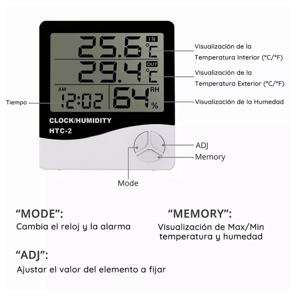 Digitalt høyoppløselig termometer hygrometer med vindu