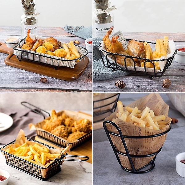 Kreativ Pommes Frites Kurv - Snack Opbevaringsbeholder 120 stk pad papir-A