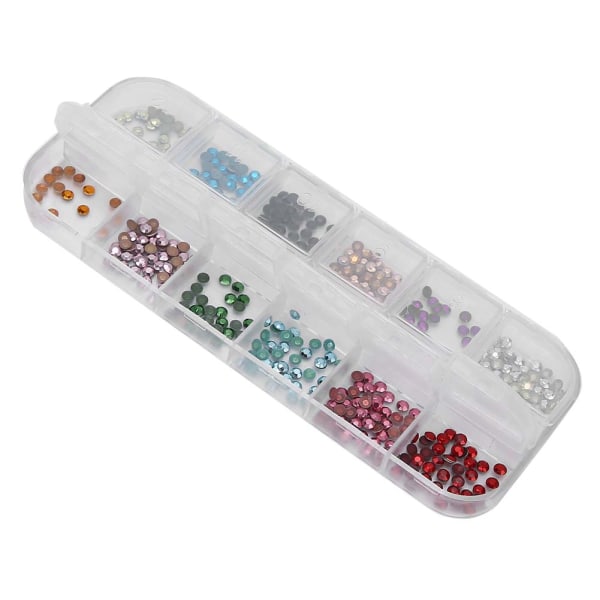 Nail Art Rhinestone Negledekorasjoner 12 farger manikyrdekorer Neglekrystaller for neglesalong