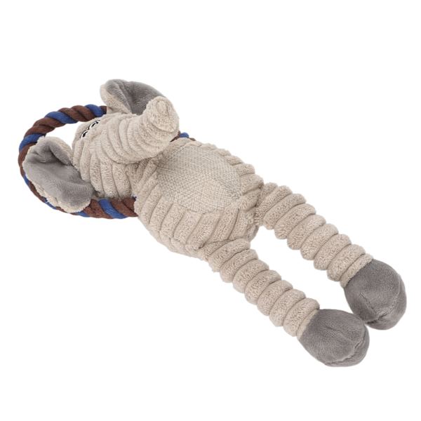Plush Leksak för Hundar med Flätat Rep för Tandgnissling och Rengöring - Pipande Elefant