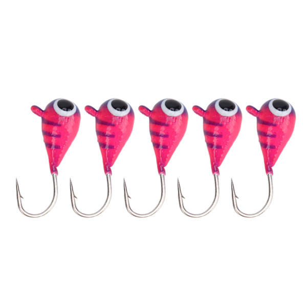 5-pack Isfiskejiggar för utomhusfiske, Isfiskebeten, Högkolstål, Mikrobas-krokar, 4 mm, 077