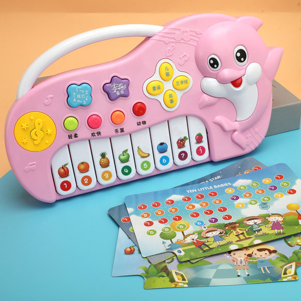 Baby Djurmönster Volym Justerbar Multifunktionell pedagogisk musikleksak för barn Barn Rosa