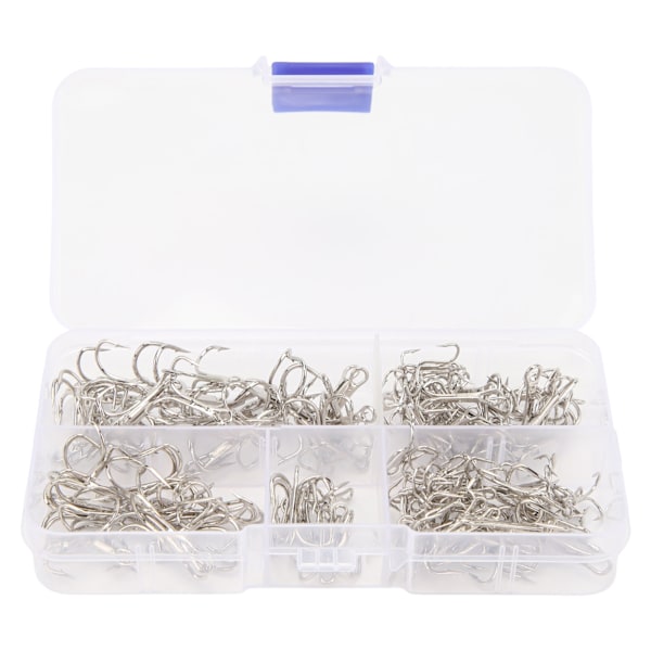 High Strength 120PCS Treble Fishhooks Set - Premium High Carbon Steel Treble Hooks Kit för havsfiske