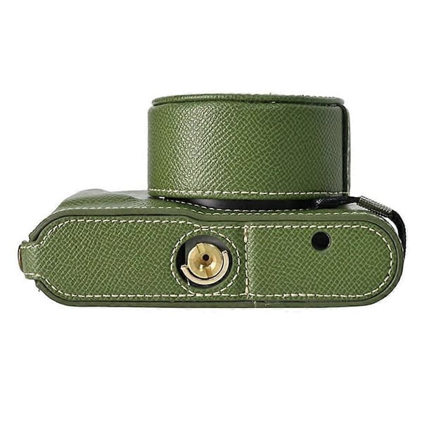 For Leica D-Lux 8 Camera Base with Lens Cap Shoulder Strap PU Leather Protective Case - Green