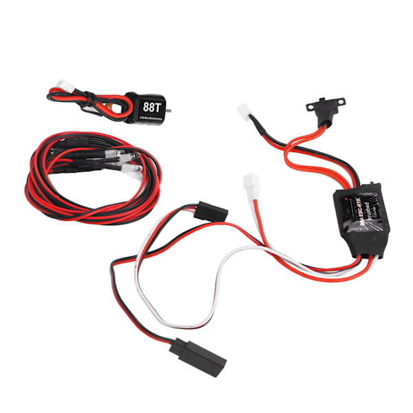 30A ESC Harjattu Sähköinen Nopeussäädin 030 88T Harjattu Sähkömoottorisetti 2 Valkoisen ja 2 Punaisen LED-Valon kanssa RC-Autolle ja -Veneelle