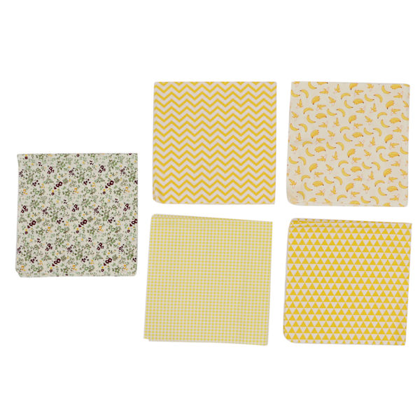 5 st Söta Tyger Ren Bomull Material DIY Klippning Gul Twill Tryck Mönster Bekvämt Mjukt Quilting Sömnadstyg
