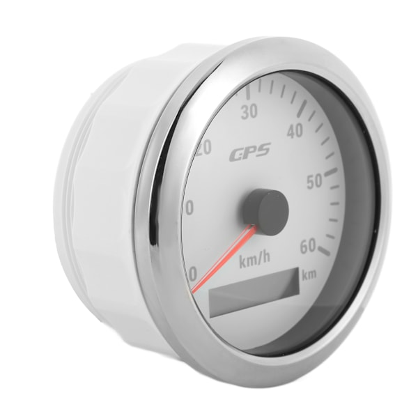 85mm GPS-hastighetsmätare 0‑60KM/H LCD-display med kilometerräknare och justerbar bakgrundsbelysning för bilar, båtar 9‑32V DC Vit