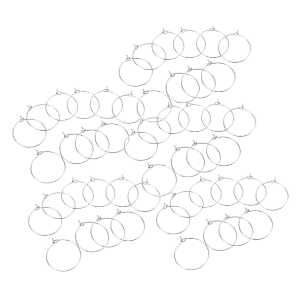50 STK 20 mm Bulk Hoop Øreringe Rustfrit Stål DIY Anti Allergi Vinglasringe Smykkefremstilling Bryllup Fødselsdagsfest