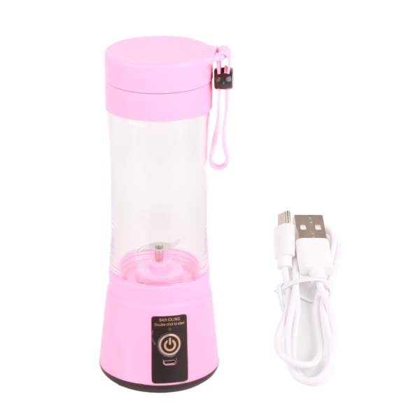 Pink Portable Juicer - Oppladbar blender med kniver i rustfritt stål