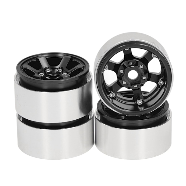 4 stk 1,9 tommers RC Beadlock Hjulnav Aluminium Legering CNC RC Hjulfelger Nav Utbytting for Axial SCX10 for Hsp Svart