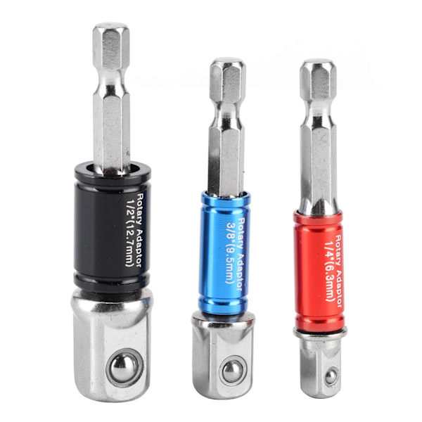 3-pack Hexborrbitsadapter för eldrivna skruvdragare 1/4 tum, 3/8 tum, 1/2 tum Typ C