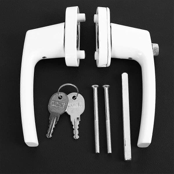 Double-Sided Solid Thick Lever Handle with Keys for Door and Window White