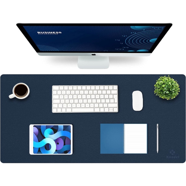 Skrivebordsmatte, Skrivebordsmatte 43 cm x 90 cm, Laptopmatte, Skrivebordsmatte for kontor og hjem, dobbeltsidig (mørkeblå)