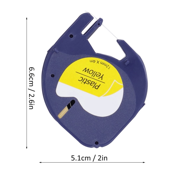 DYMO LETRATAG Etikettband - 12mm x 4m - Svart på gult