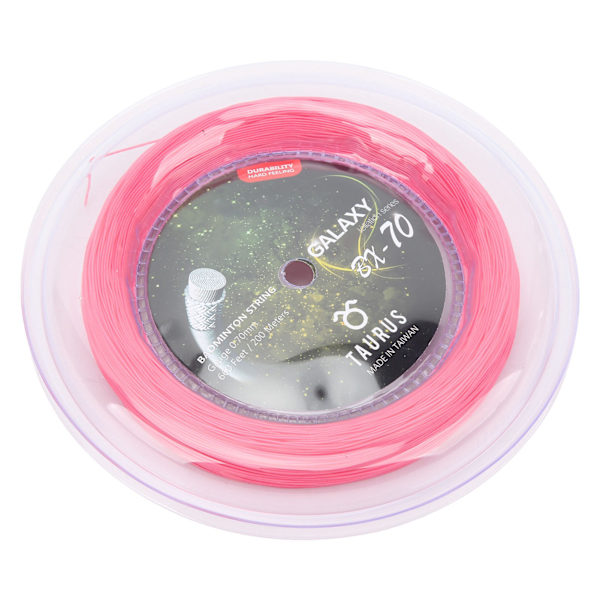 POWERTI BX70 Badmintonracketsträngar Hög Elastisk Nylon Badmintonracketsträng 0,7mm Badmintonsträng 200m Rulle Rosa