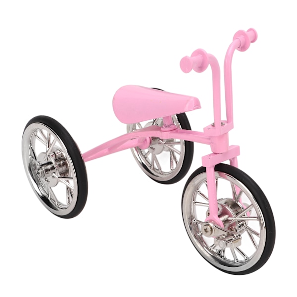 Pinkki Look Lelukolmiopyörämalli Simuloitu Design Kolmipyöräkoriste Kulutusta Kestävä Seos DIY Lelukolmiopyöräkoriste Keräilyyn