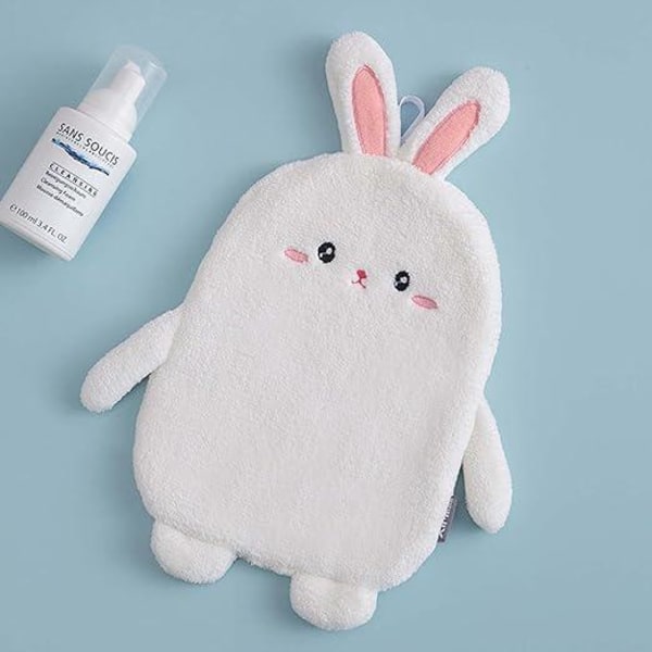 (Vita) handdukar för barn, dekorativa kökshanddukar för kanin, extra tjocka rena, absorberande handdukar med hängögla, torka händerna snabbt