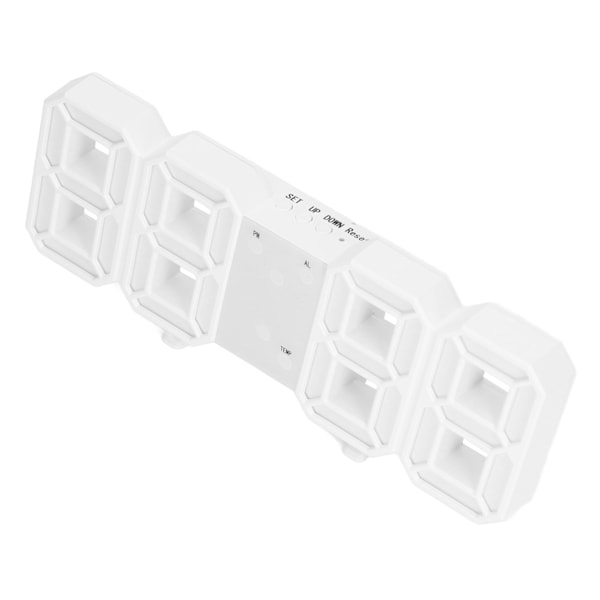 3D LED Digital Klocka Intelligent Röststyrning Tid Datum Temperaturvisning Automatisk Ljusstyrkejustering Klocka Vit Skal Gröna Bokstäver