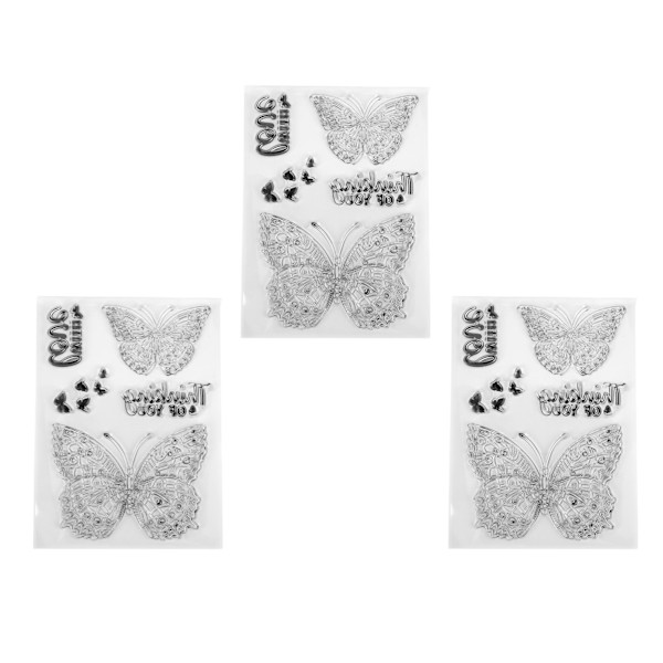 3 stk. Transparent Stempel Sommerfuglformet Preget DIY Scrapbook Kortlaging Transparent Stempeldekorasjon