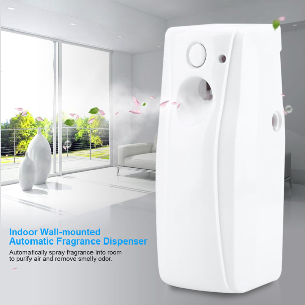 Inomhus väggmonterad automatisk luftfräschare aromaterapispruta med ljussensor-vit-1 st