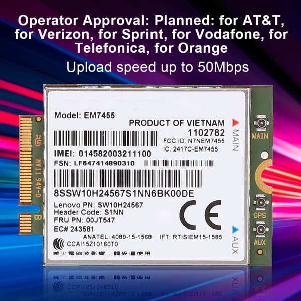 EM7455 Trådløst 4G LTE Modul Netværkskort 50 Mbps Passer til Lenovo ThinkPad