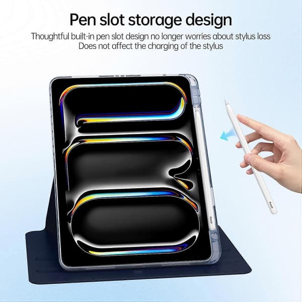 Etui til iPad Pro 13 (2024) PU Læder+Akryl+TPU Roterende Klar Tablet Beskyttelse Auto Vågn/Sov