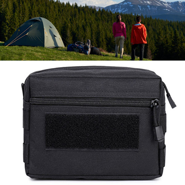 Midjeväsk Fanny Pack för Utomhussporter Multifunktionell Vandring Fiske Medicinsk Midjeväsk Svart