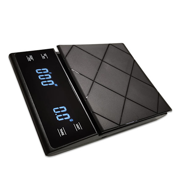 Elektronisk kaffevåg med timer Hushållskök Bakning Vägning LED Touch Screen Knapp Svart Laddningsbar 3kg/0.1g