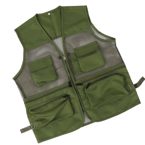 Militärväst Slitstark andas fiskeväst med flera fickor för utomhusaktiviteterXXL Military Green