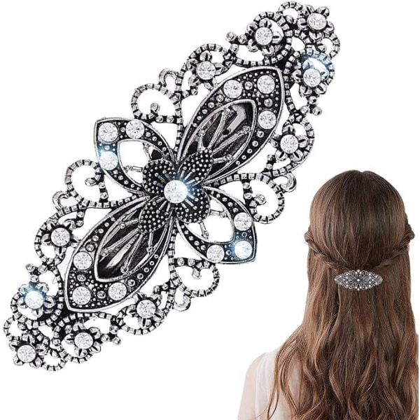 Vintage blomst hårklips, kvinne hårklips smykker, glitrende sølv hår tilbehør, kvinne krystall håndtak