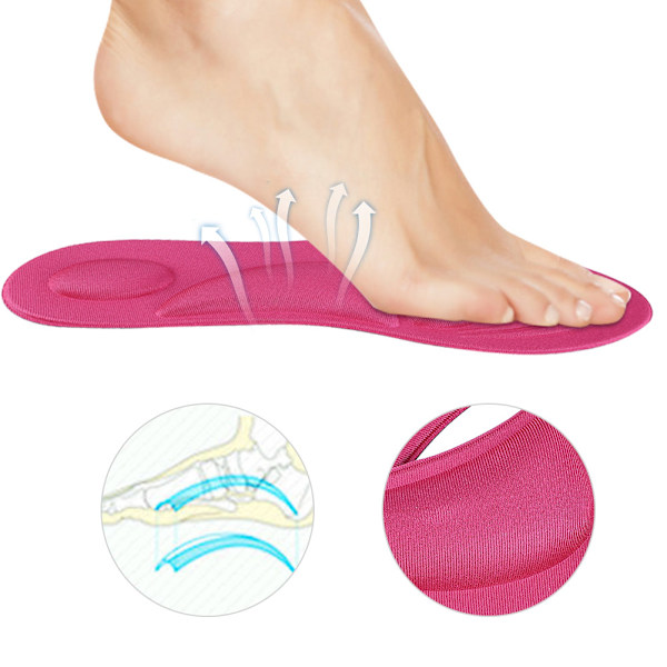 Ortopediset pohjalliset litteille jaloille Holvituki Memory Foam -pohjallinen Kenkäpehmuste Mukavuus Ruusunpunainen naisille