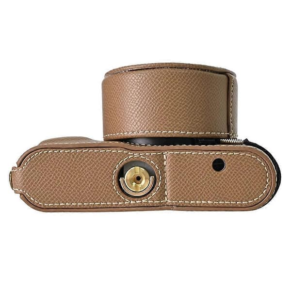 For Leica D-Lux 8 Camera Case PU Leather Protective Cover with Lens Cap - Khaki