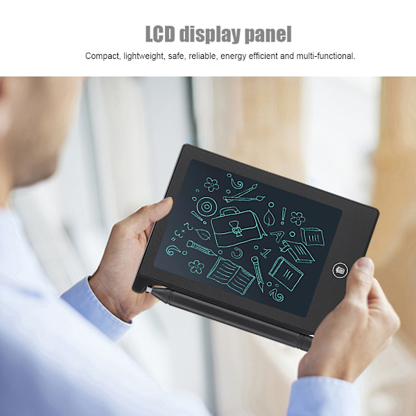 LCD 4,5 tommer Ultratynd Håndskrift Tablet Skrive Tegne Notesbog Tavle til Børn (Sort)