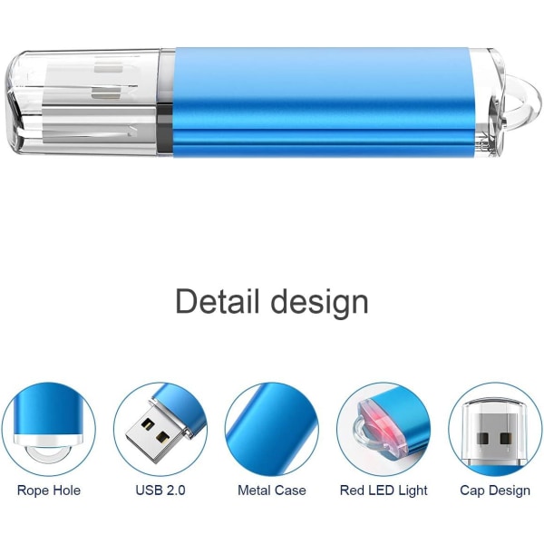 USB muistitikku 64 Gt:n pakkaus 3 suurikapasiteettinen USB muistitikku USB 2.0 -avainnippu Memory Stick -tallennuslevy Windowsille, PC:lle, Ipadille, tallentimelle, Linuxille