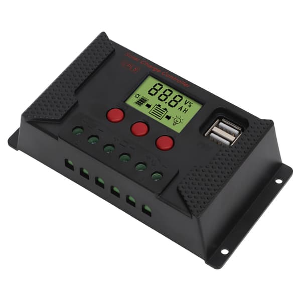 Solcelle-regulator PWM 12V 24V Automatisk Tilpasning LCD-skjerm USB-port Solcelle-regulator 60A