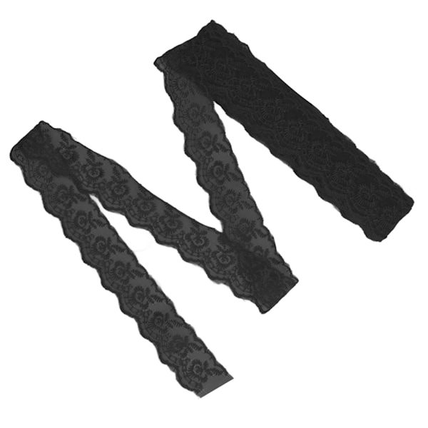 Blonderibbon 10 Yards Blødt Elastisk Blondestof til Syning af Tøj Bryllupsfest Dekoration Gaveindpakning Sort