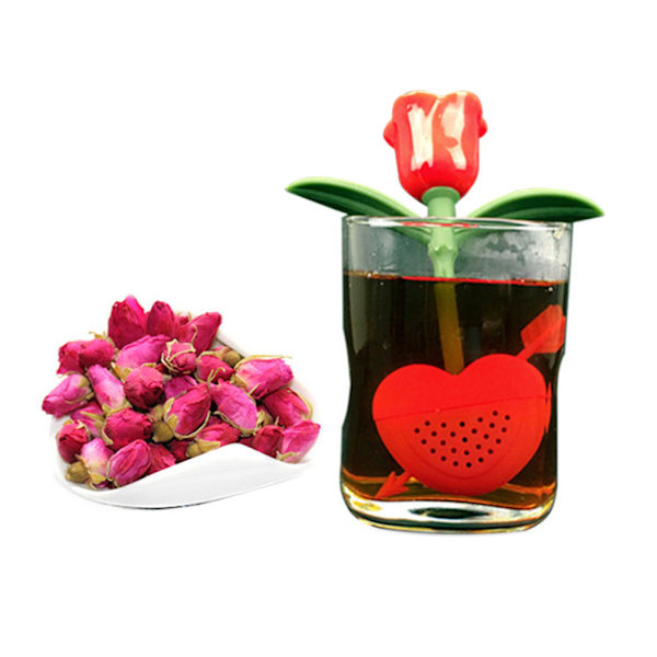 Rose Te-sil, Teinfuser, Värmebeständig, Återanvändbar, Rosformad Silikon, Löst Blad Teinfuser