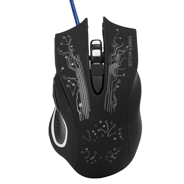 Kablet Mus LED Lysende 6 Tasters USB Hjemmekontor Gaming Universell Datatilbehør X11Svart