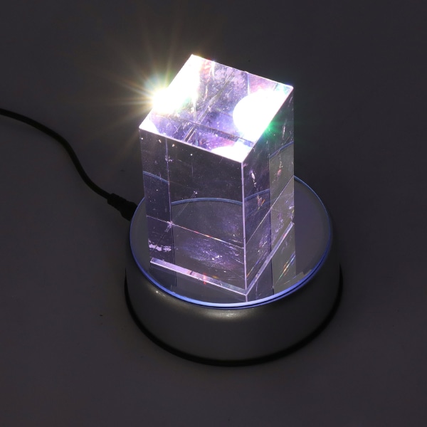 360° roterande LED-skärmstativ med USB laddning - Perfekt för koppar och kristaller