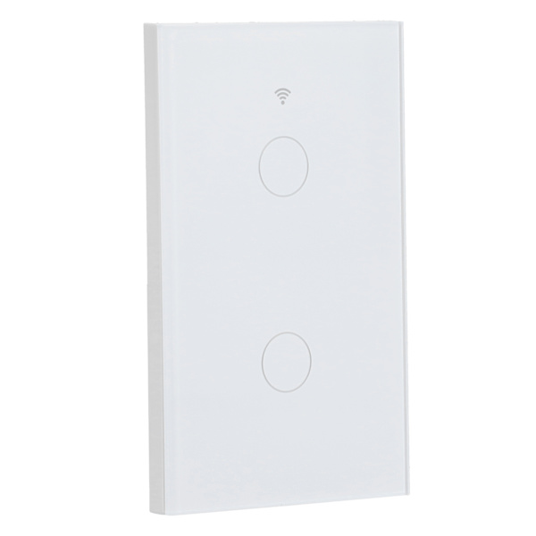 För Zigbee Tuya Fjärrkontroll Ljusbrytare Röststyrning 2-Gang US Vägg Touch Switch AC 100-240V Vit