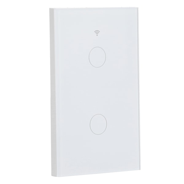 For Zigbee Tuya Fjernkontroll Lysbryter Stemmestyring 2‑Gang US Vegg Touch Bryter AC 100‑240V Hvit