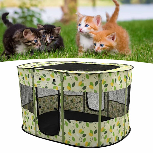 Foldbar Kattenseng med Avtakbart Takluke, Pustende Kattenseng, Hundeseng for Kjæledyr XL 110x85x60cm / 43.3x33.5x23.6in Grønn