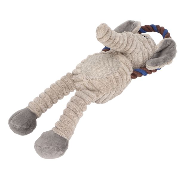 Plush Leksak för Hundar med Flätat Rep för Tandgnissling och Rengöring - Pipande Elefant
